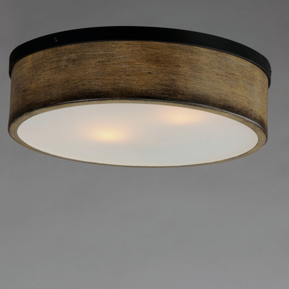 Maxim 14440 Franklin 2 Light 14"W Flush Mount Drum Ceiling - Driftwood / Black