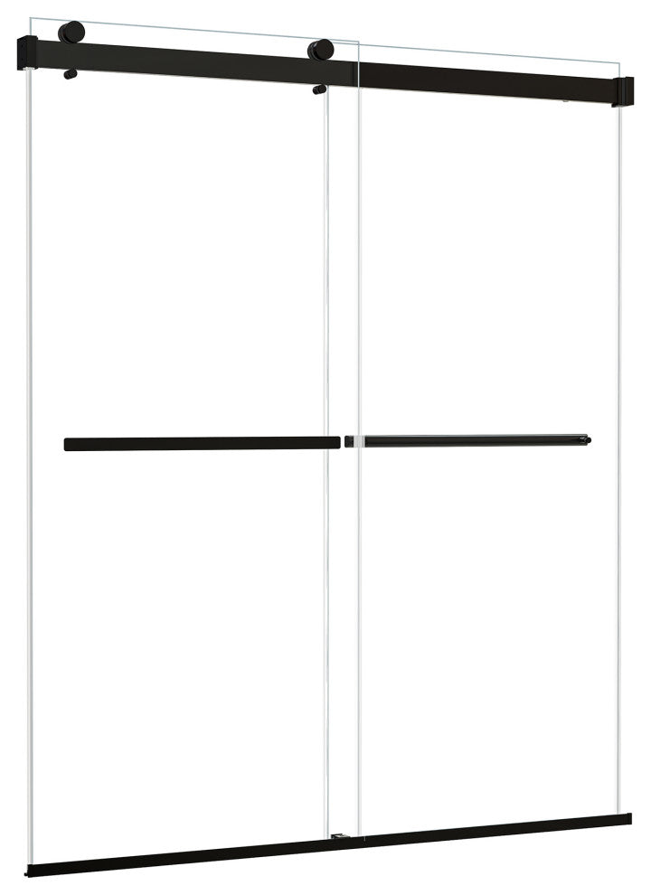 Marcelo By Pass Frameless Shower Door, Clear Glass, Matte Black, 64"wx76"h
