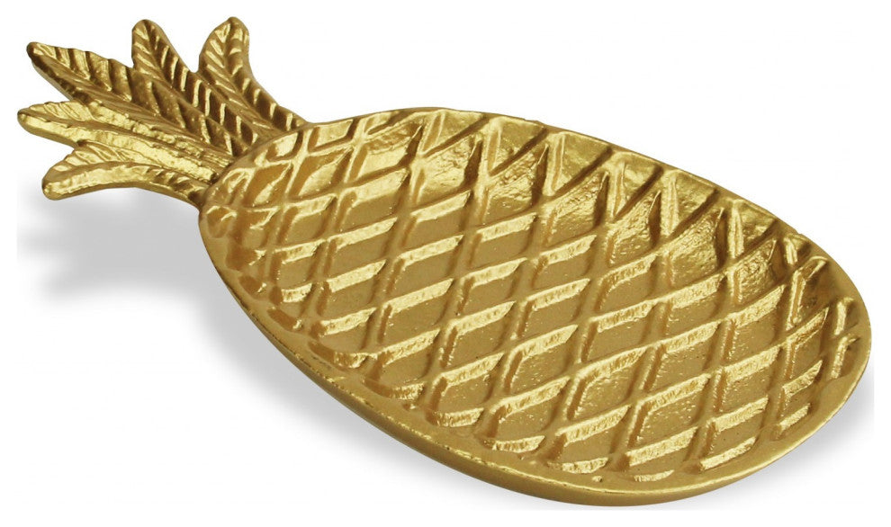 Golden Cast Iron Pineapple Centerpiece Shallow Bowl