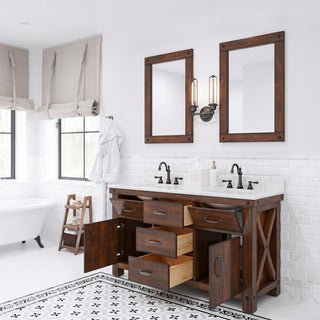 Aberdeen Carrara Marble Countertop Vanity with Mirrors & Hook Faucet