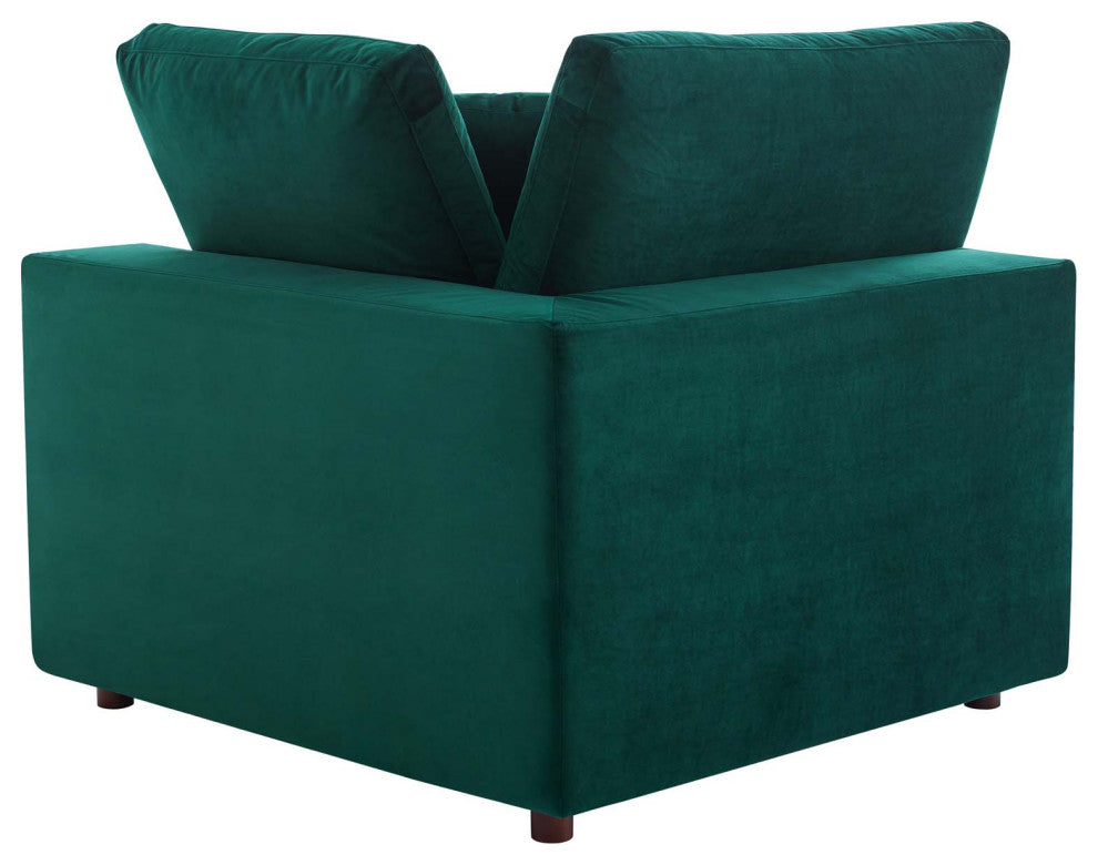 Commix Down Filled Overstuffed Performance Velvet Corner Chair Green
