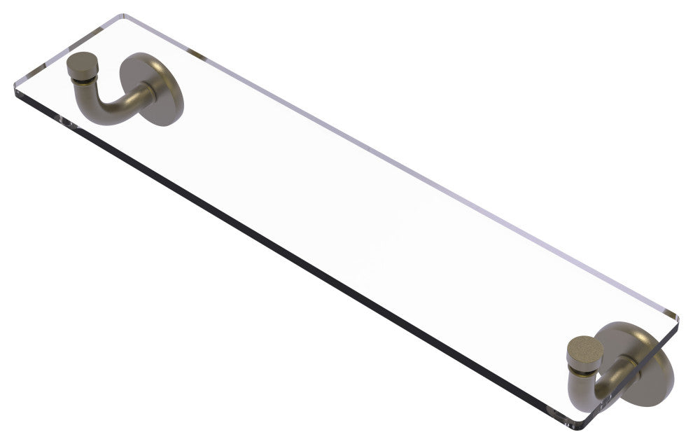 Remi 22" Glass Vanity Shelf with Beveled Edges, Antique Brass