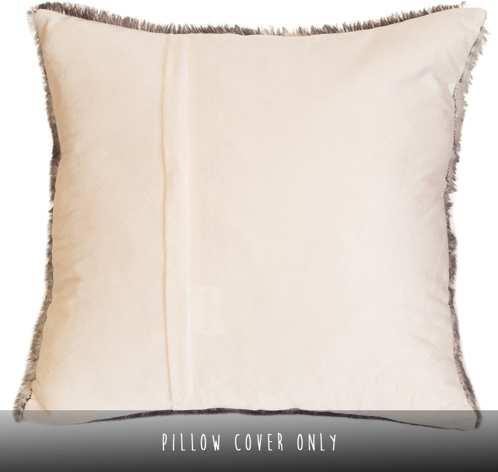 Faux Fur Throw Pillow 18"X18" (Cover Only), Dark Grey-Tipped Fox
