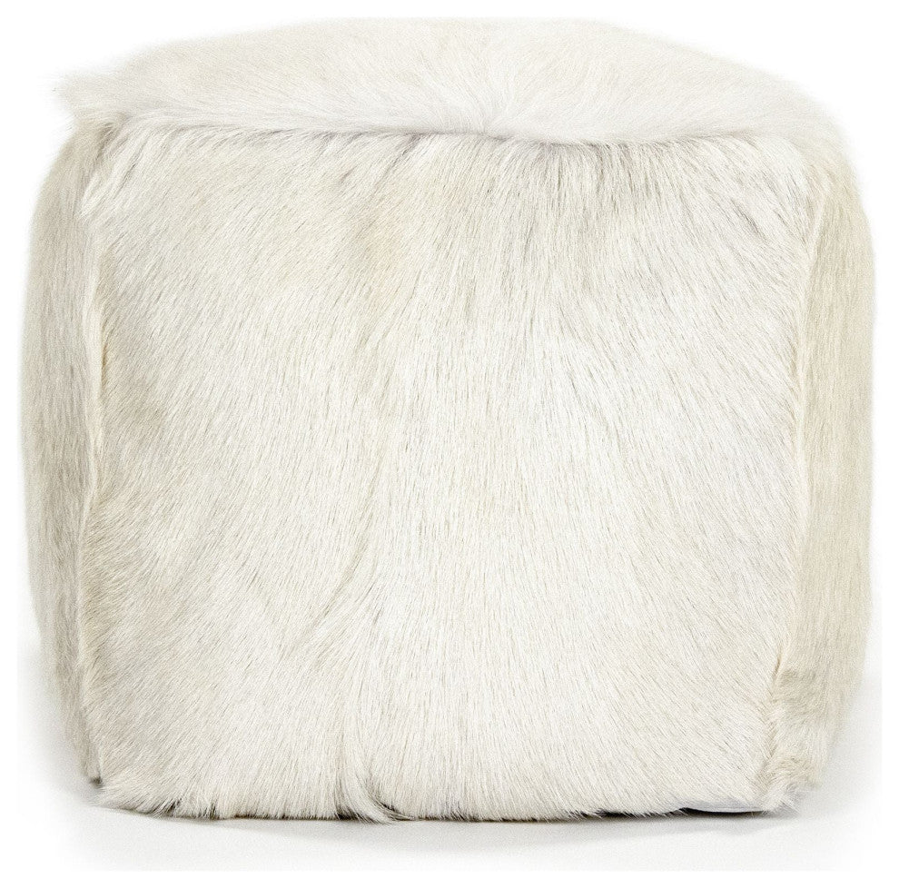 Tibetan White Goat Fur Pouf