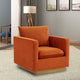 LeisureMod Nervo Modern Velvet Accent Arm Chair With Gold Base, Orange Marmalade