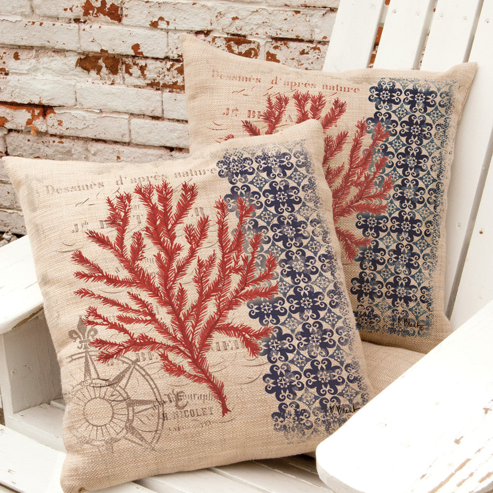 Coral Coast 18"x18" Compass Pillow Cover, Natural