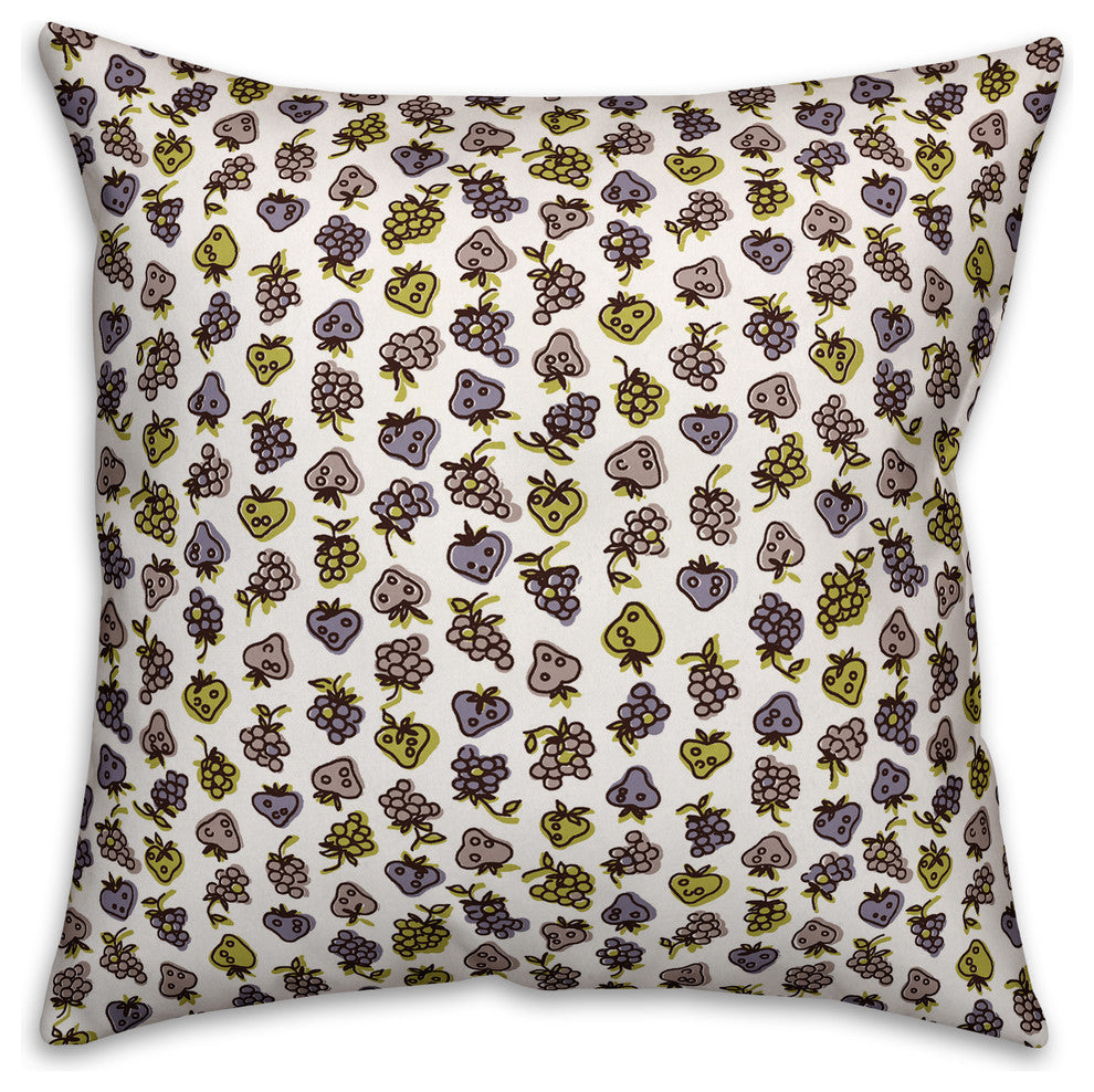 Purple Fruit Pattern Outdoor Throw Pillow, 16"x16"