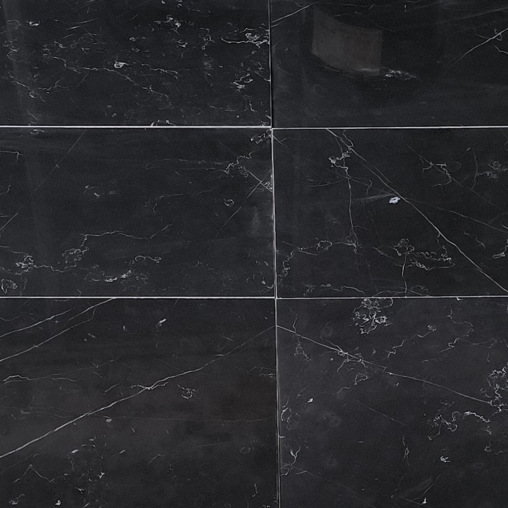 Nero Marquina Black Marble 9x18 Subway Tile Polished, 1 sq.ft.