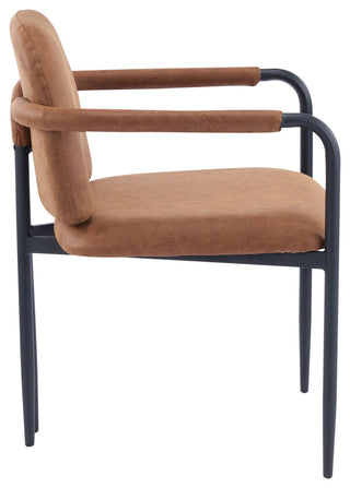 GDF Studio Modern Dining Chair With Iron Frame, Set of 2, Black/Reddish Brown