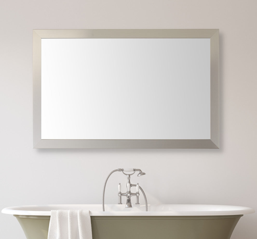 Meade Framed Wall Mirror, Silver, 36"x54"
