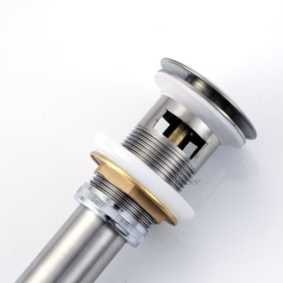 1-5/8" Push Pop-Up Drain Stopper With Overflow for Sink, Brushed Nickel