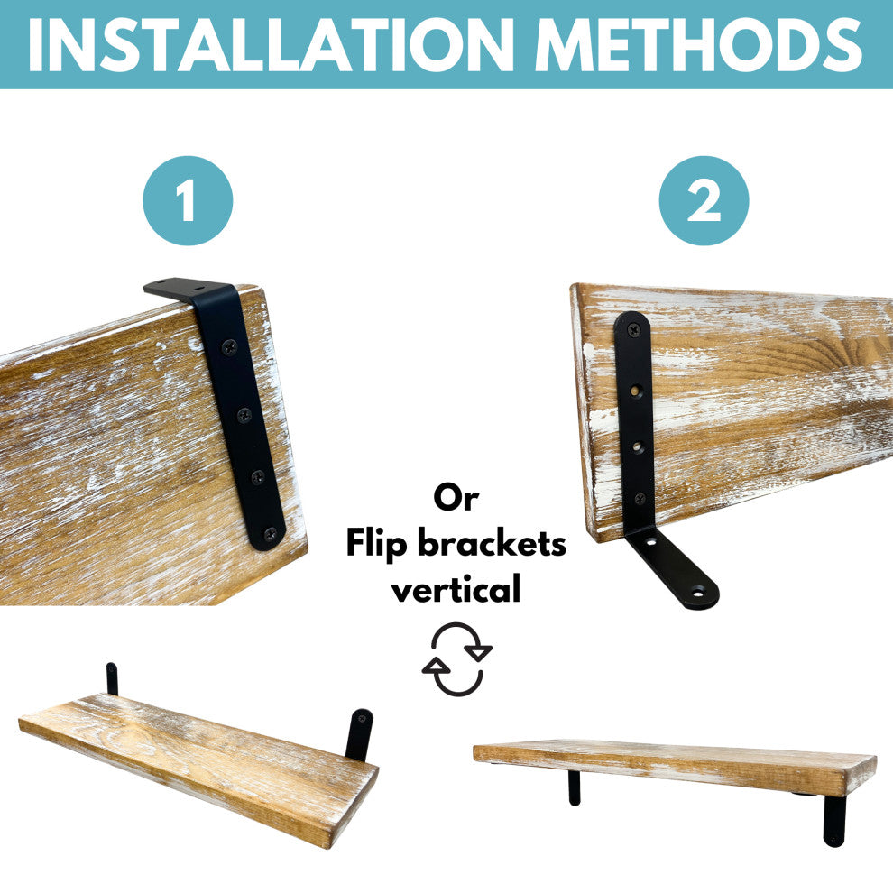 Barn Walls Floating Shelves - Set of 4, Boho Whitewash