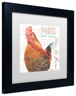 'Dans la Ferme Rooster I' Art, 11x11, Black Frame, White Mat