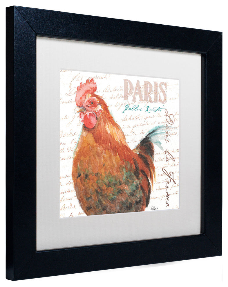 'Dans la Ferme Rooster I' Art, 11x11, Black Frame, White Mat