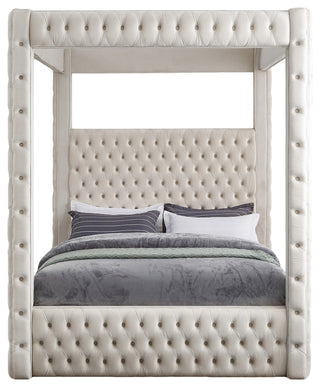 Royal Velvet Upholstered Bed, Cream, Queen