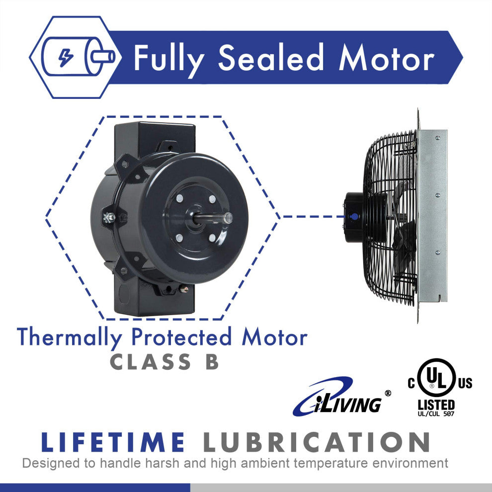 Wall Mounted Shutter Exhaust, Fan Only