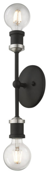 Lansdale 2 Light Black With Brushed Nickel Accents ADA Vanity Sconce