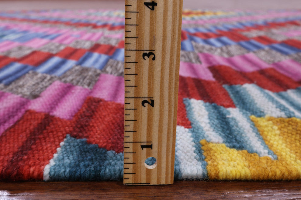 5' 0" X 8' 0" Reversible Kilim Flat Weave Wool Rug Q10542