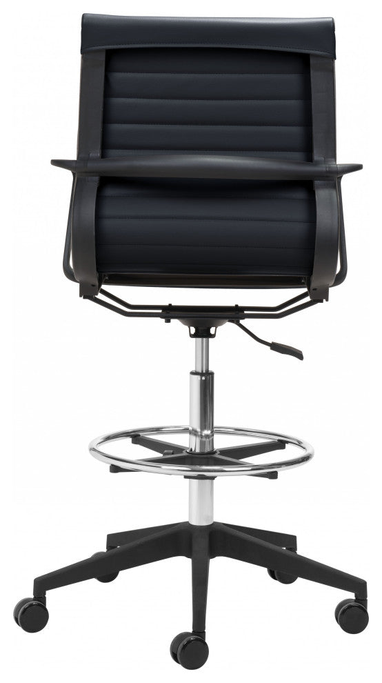 Mod All Black Faux Leather Drafting Chair