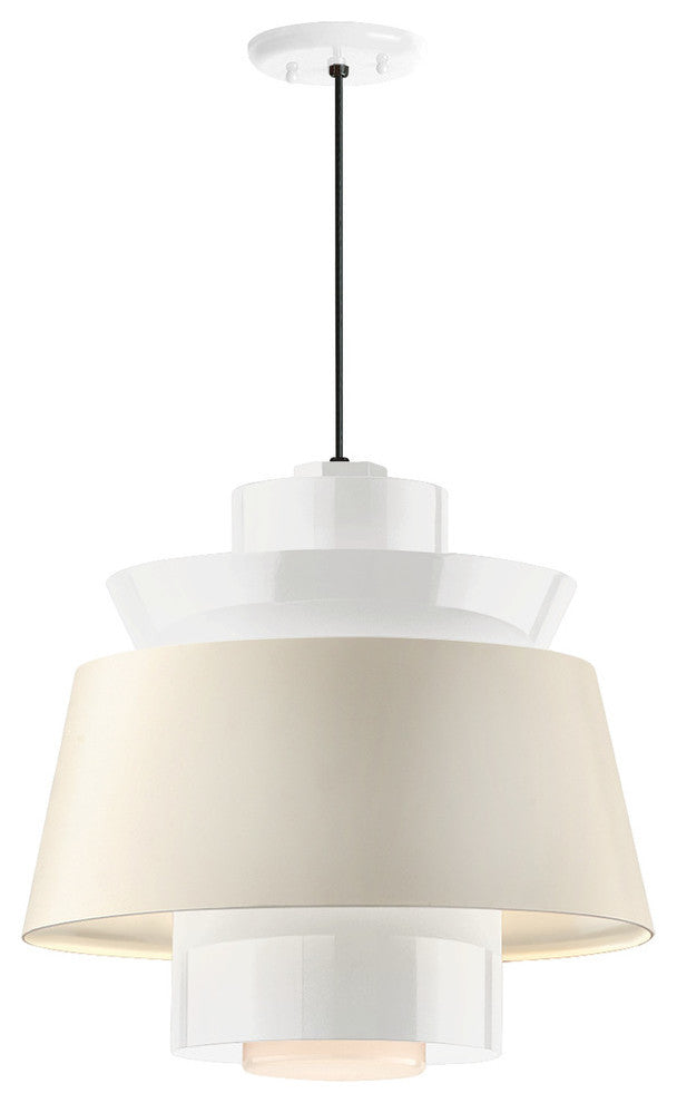 Aero Multi Shade Pendant, Gloss White Inner With Semi Gloss White Outer, 16" Sha