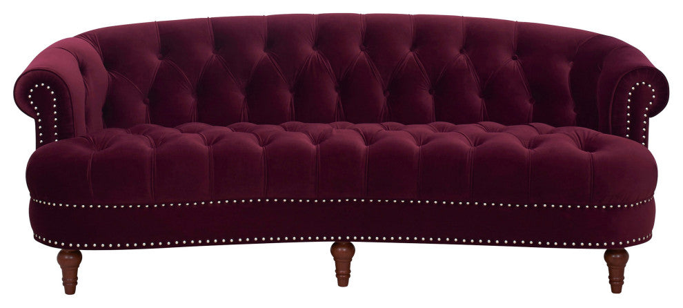 La Rosa Victorian Chesterfield Tufted Sofa, Burgundy Velvet