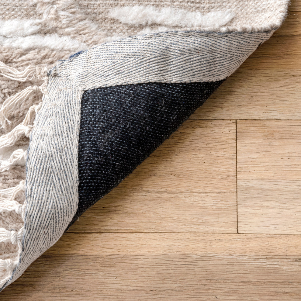 Bing Shag Area Rug, Beige 2'x8'