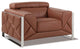 Mod Terra Cotta Leather and Chrome Deco Accent Chair