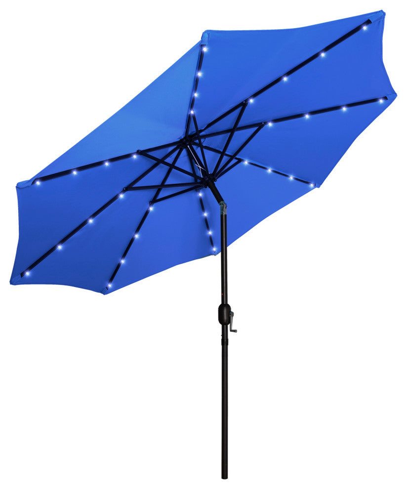 WestinTrends 9Ft Outdoor Patio Solar Powered LED Light Market Table Umbrella, Royal Blue