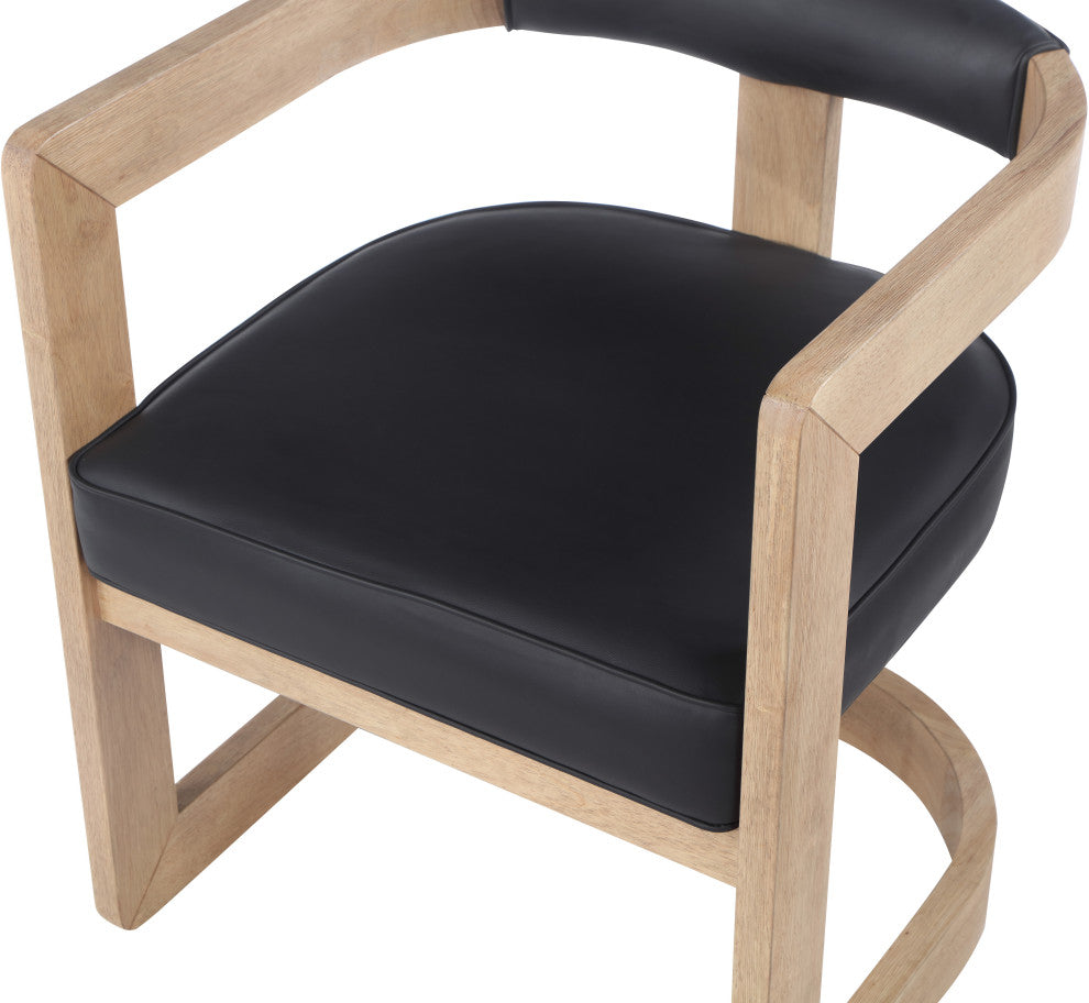 Manchester Faux Leather Upholstered Dining Chair, Black, Natural Finish