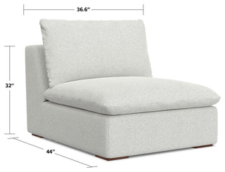 Jasmine Center Armless Sofa Module in Performance Fabric, Cloud Gray