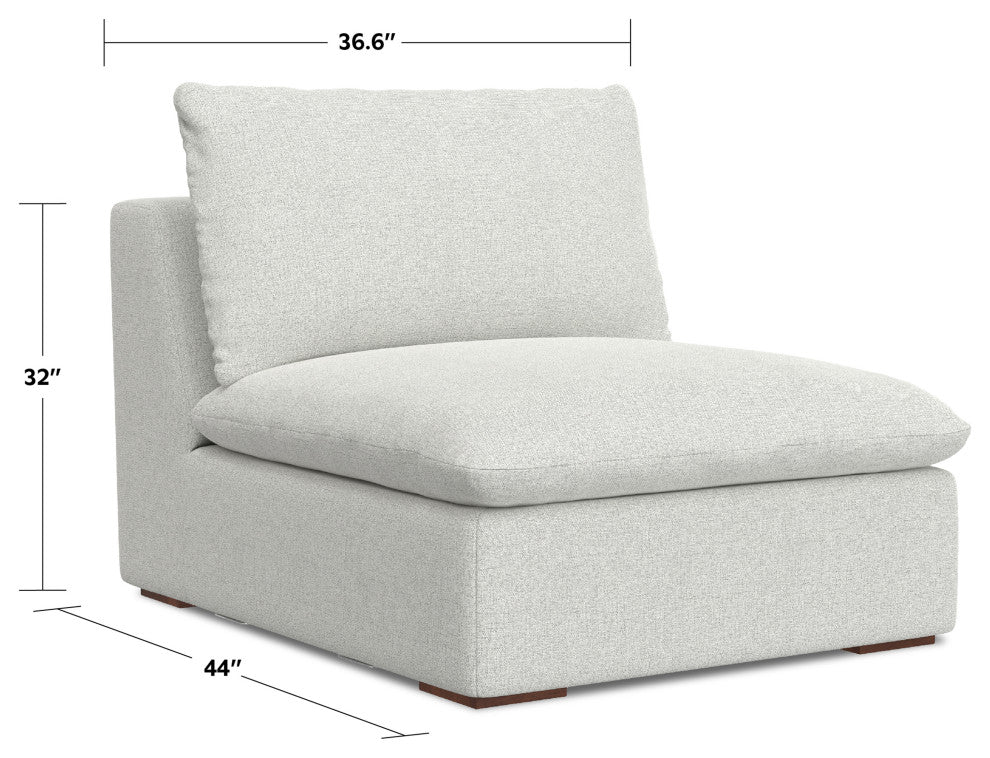 Jasmine Center Armless Sofa Module in Performance Fabric, Cloud Gray