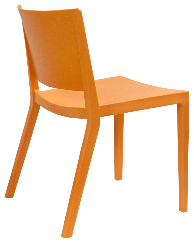 Mod Made Elio Modern Plastic Dining Side Chair, Set of 2, Orange