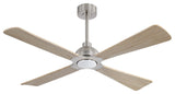 56" 4-Blade Solid Wood Ceiling Fan with LED Light and Remote Control, Brushed Nickel/Natural Wood
