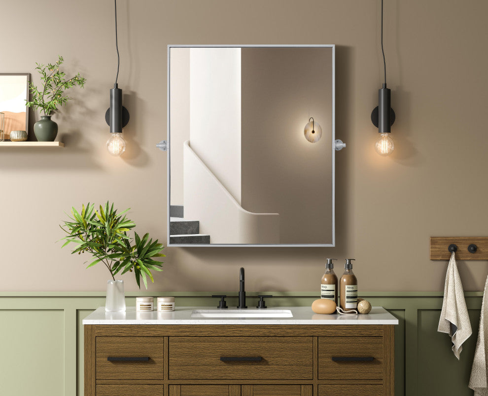 Home Living 30x36 Pivot Mirror, Silver