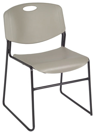 Cain 30" Square Breakroom Table, Gray and 4 Zeng Stack Chairs, Gray