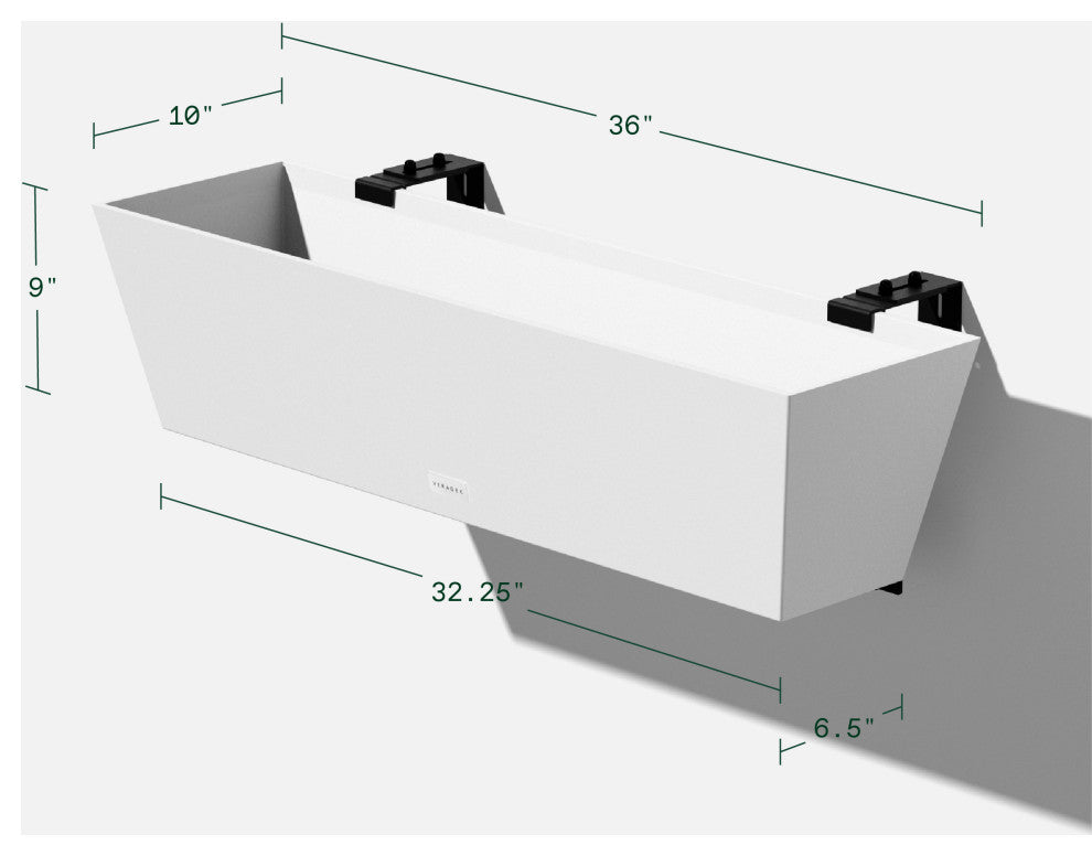 Veradek Pure Series Window Box Wall/Railing Planter, White, 36", 1 Pack