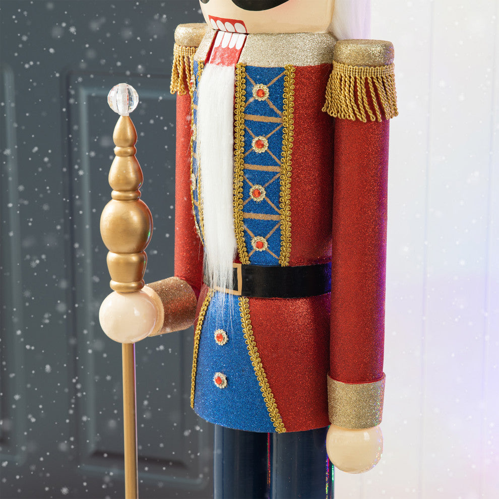 54"H Wooden Christmas Glitter King Nutcracker