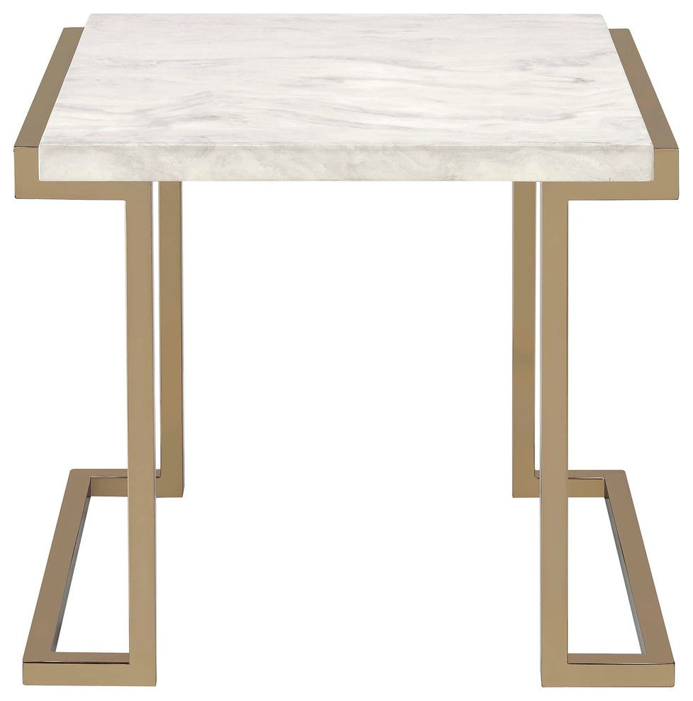 Conella End Table with Faux Marble Top