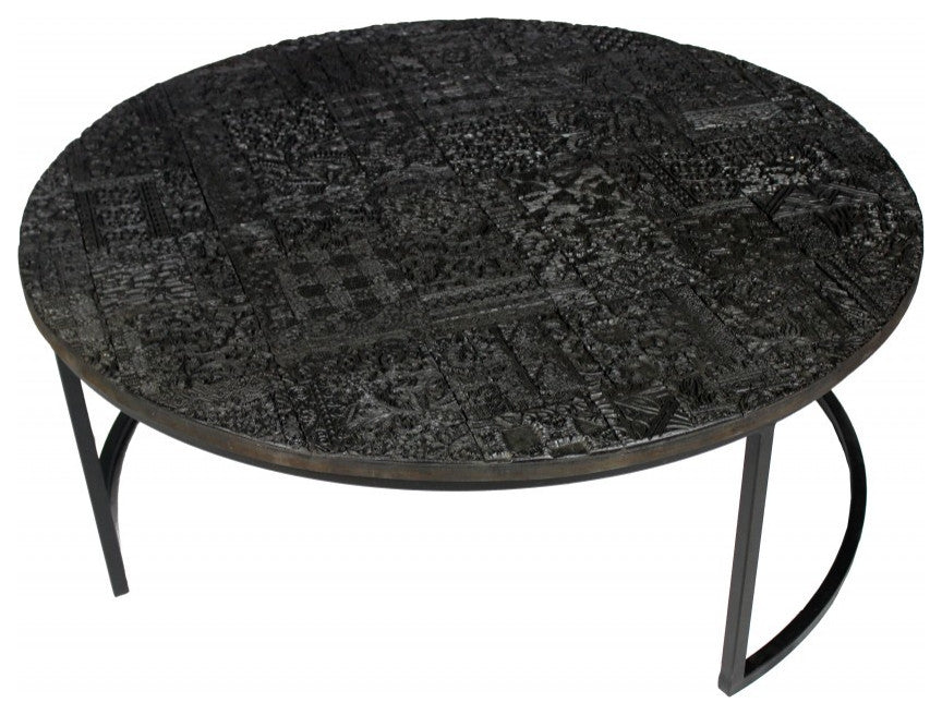 Set of Two Modern Black Round Nesting Tables