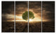 "Lonely Tree Under Dramatic Sky" Wall Art Landscape, 4 Panels, 48"x28"