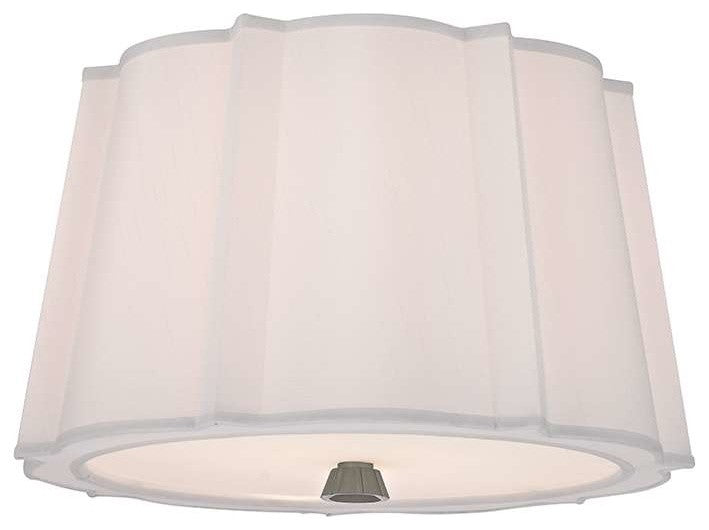 Humphrey, Two Light Semi Flush, Polished Nickel Finish, White Faux Silk Shade