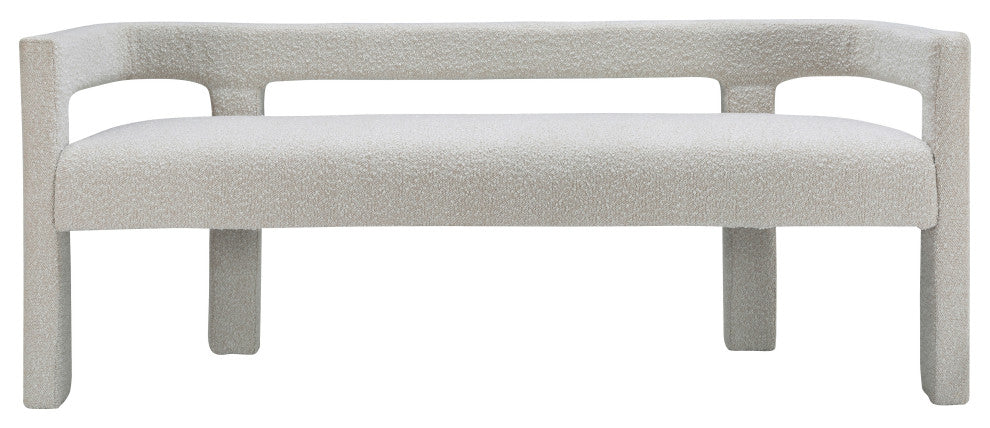 Athena Boucle Fabric Upholstered Bench, Cream, Boucle Fabric