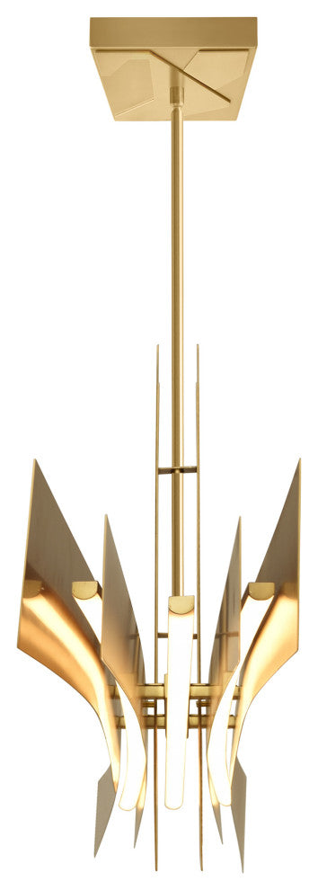 Solara Integrated LED Chandelier, Brass, 72 Inches