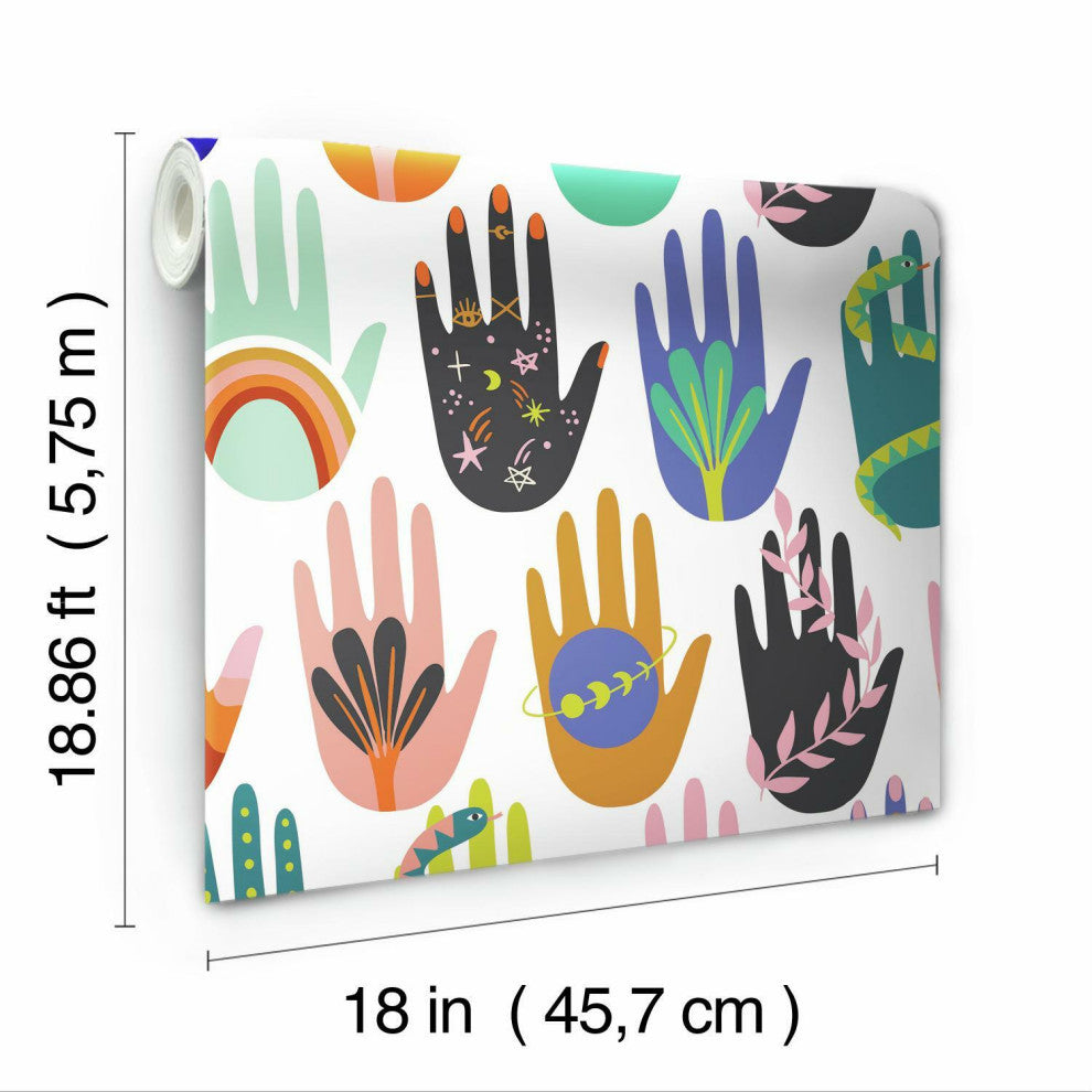 White & Purple Hamsa Peel & Stick Wallpaper