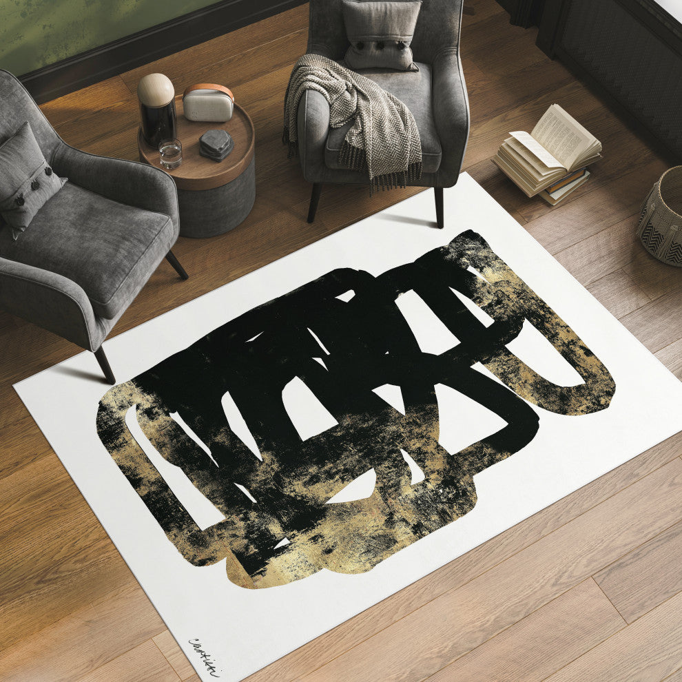 Sleek Shapes I Abstract Art Area Rug, 5'x7.5'