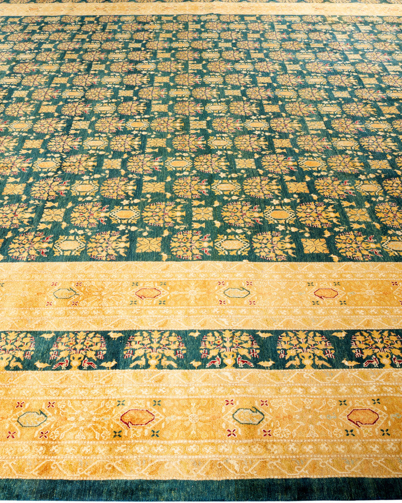 Mogul, One-of-a-Kind Hand-Knotted Area Rug Green, 12' 2" x 15' 2"