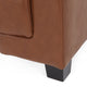 Littell Faux Leather 4 Seater Sofa, Chaise Sectional, Ottoman, Cognac + Dark Bro