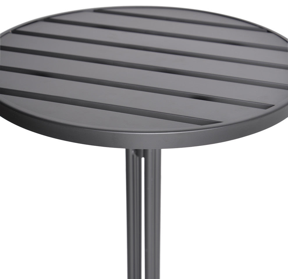 Arthur Desert Outdoor Modern 3 Piece Bistro Set, Matte Black