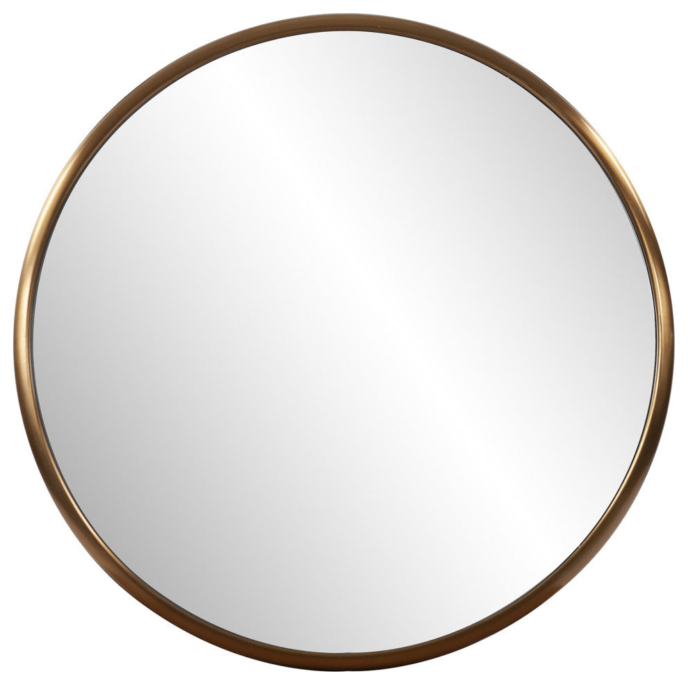 20' Antiqued Brushed Brass Round Wall Mirror