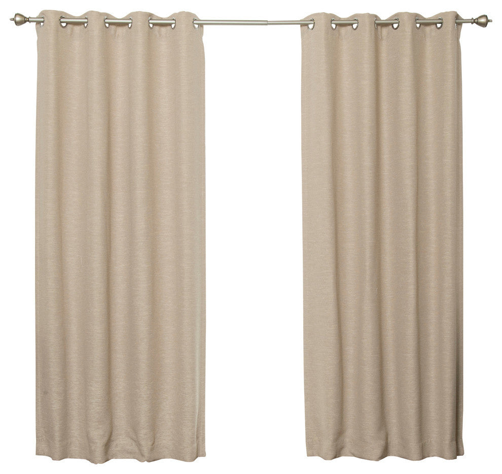 Slubby Faux Linen Blackout Curtains, Taupe, 84", Set of 2